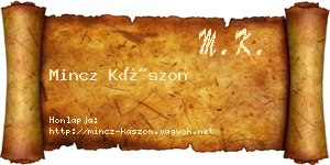 Mincz Kászon névjegykártya